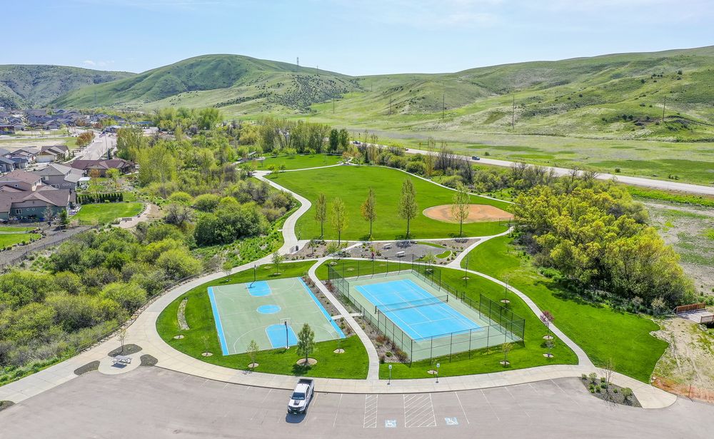 Aerial of Avimor park with tennis and pickleball courts